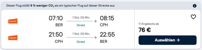 Tagesausflug nach Kopenhagen: Hin und Rückflug ab 60€