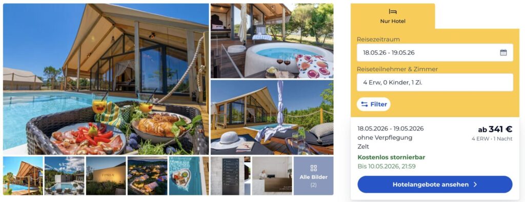 Kroatien Urlaub: Glampingtrip ab 85€ p.P.