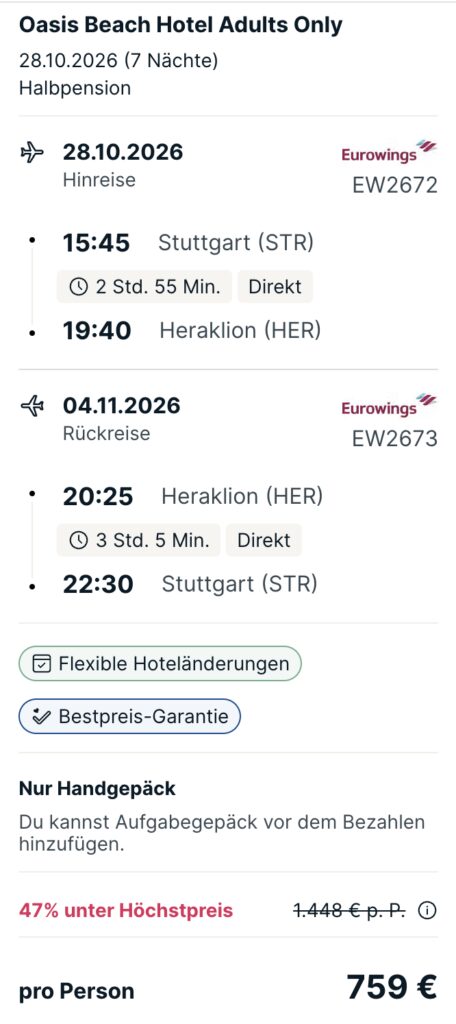 Neueröffnung auf Kreta: 1 Woche mit Halbpension und Flügen ab 689€ p.P. (DZ)