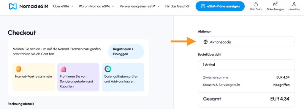Nomad Gutschein einlösen