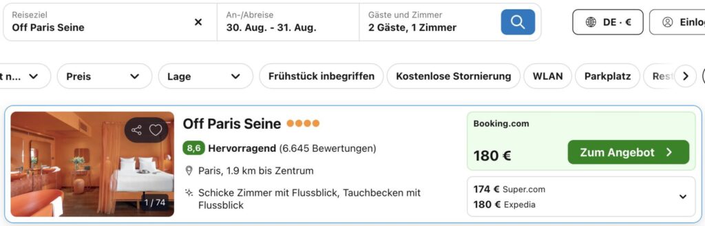 Paris Kurzreise: auf der Seine schwimmendes 4* Hotel ab 74€ p.P. (DZ)