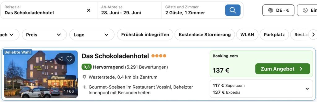 Schokoladenhotel – 4* Hotel ab 54€ p.P. (DZ)