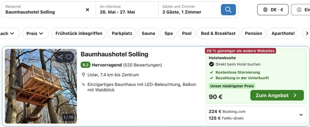 Urlaub im Baumhaus – Übernachtung in Niedersachsen ab 98€ p.P.