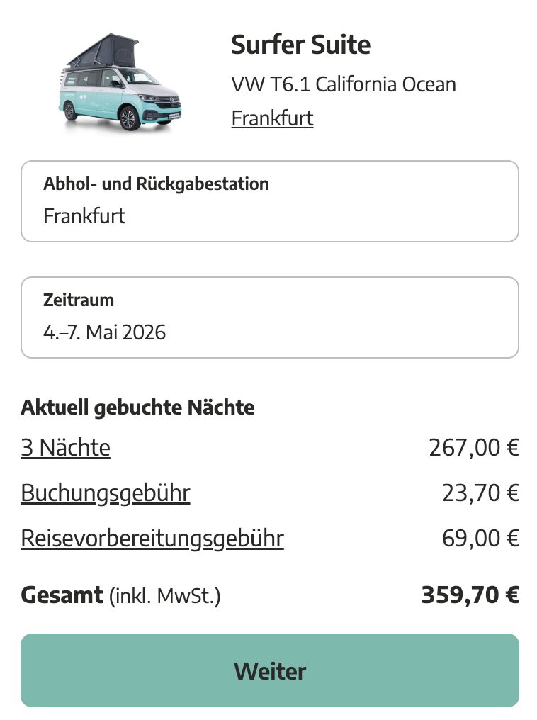 Wohnmobil Urlaub: 4 Tage im Camper ab 219€ p.P. (z.B. im Mai)