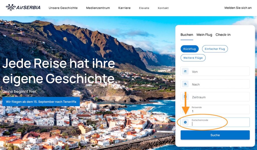 Air Serbia Gutschein einlösen