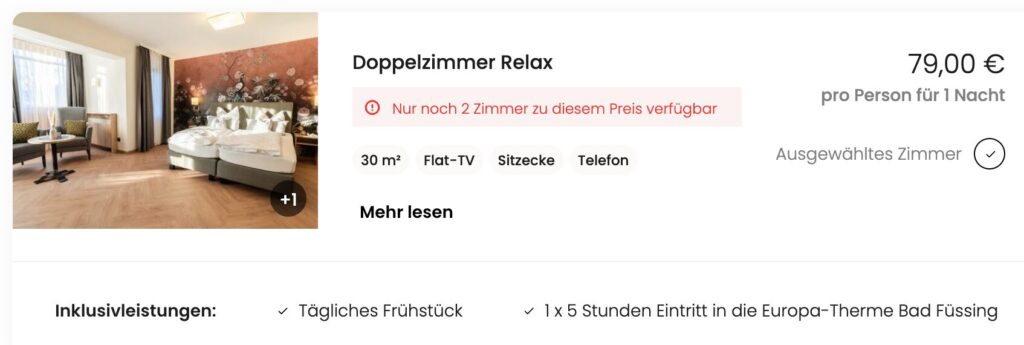 Bad Füssing Wellness: Hotel mit Frühstück & Eintritt in die Europa Therme ab 79€ p.P. (DZ)