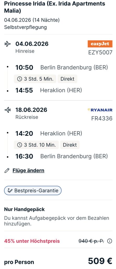 Griechenland Reise: 2 Wochen Kreta inkl. Flug im top bewerteten Hotel ab 369€ p.P.