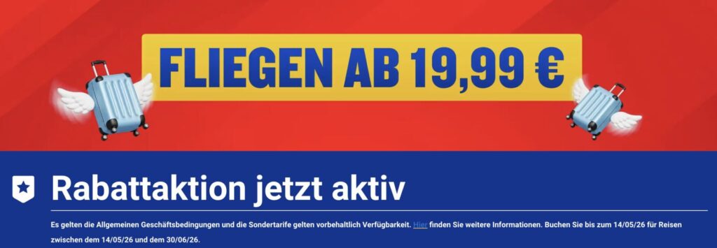 Sale bei Ryanair: Tickets ab 14,99€ / verschiedene Ziele