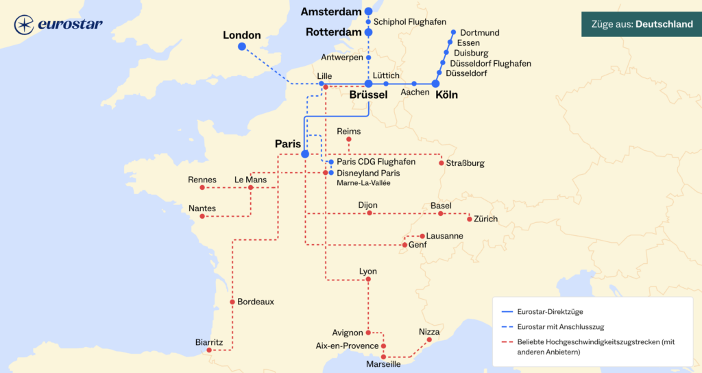 Streckennetz Eurostar