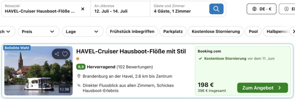 Hausboot Urlaub in Brandenburg: 3 Tage auf dem Havel Cruiser ab 94€ p.P. (bei 4 Leuten)