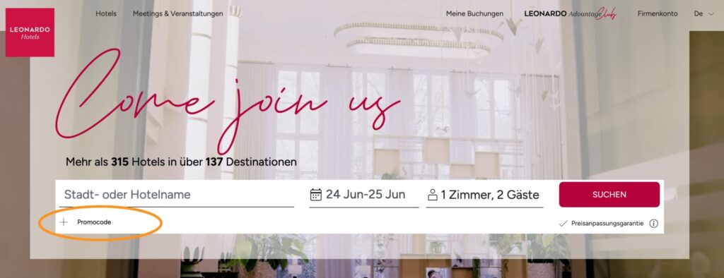 Leonardo Hotels Gutschein einlösen