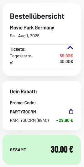 Movie Park Tagesticket nur kurze Zeit für 30€