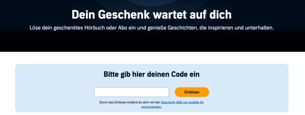 So löst man einen Audible Geschenkgutschein ein