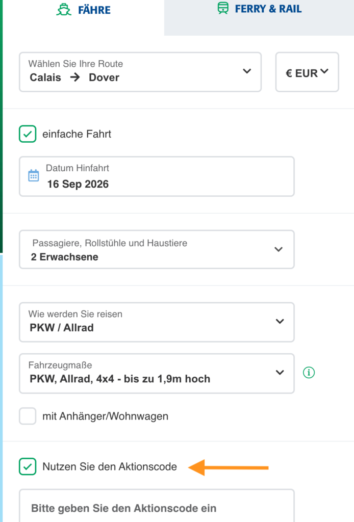 Irish Ferries Gutschein einlösen