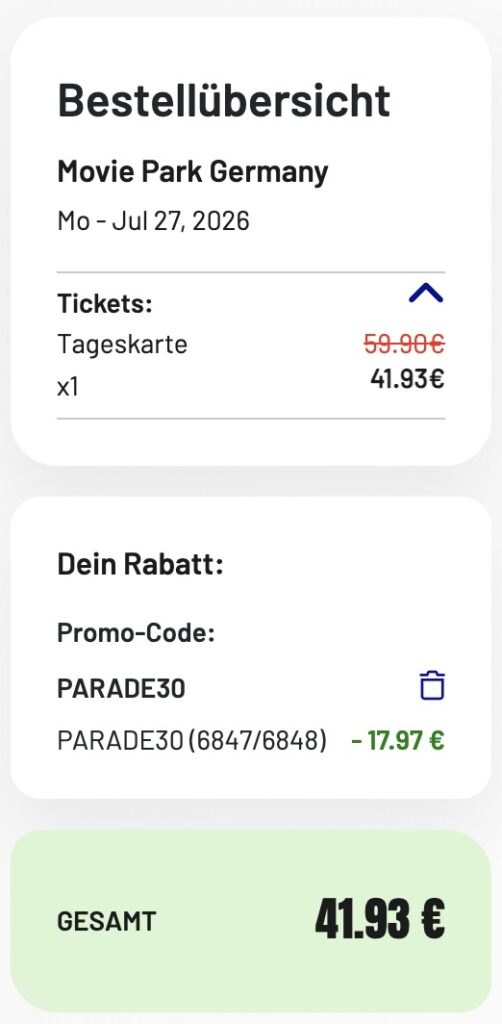 So wird ein Movie Park Gutschein erfolgreich eingelöster