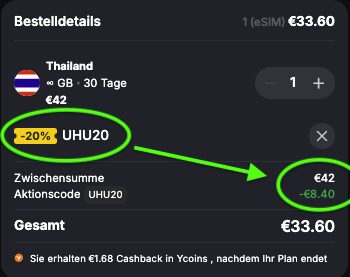 Yesim Rabattcode 20 % auf alle eSIM