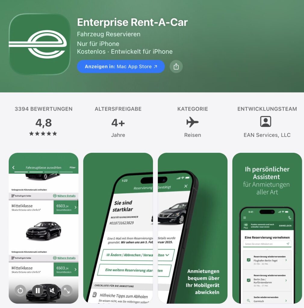 Enterprise App mit Reservierungsübersicht