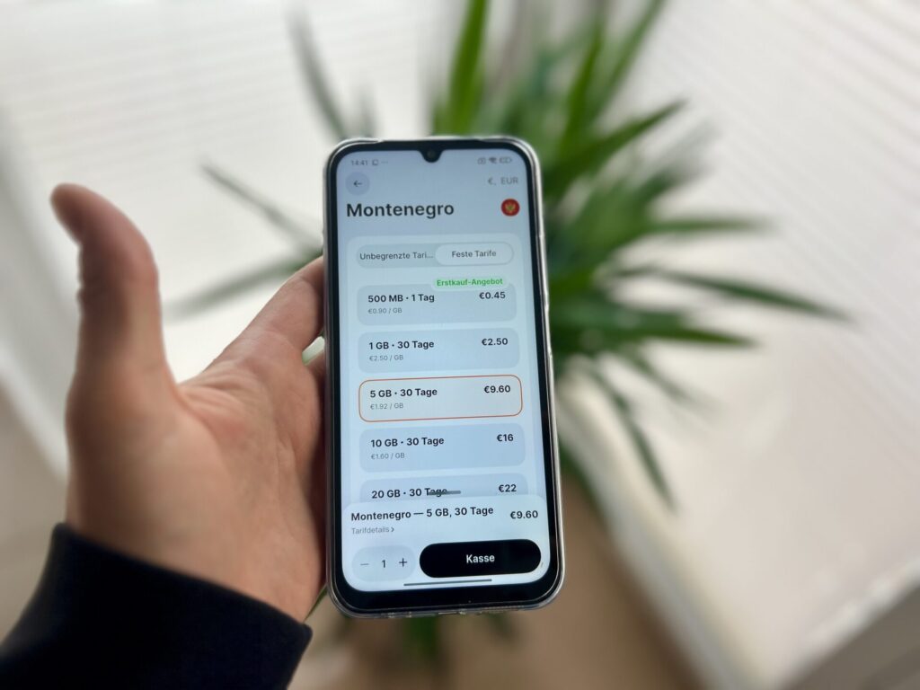 eSIM-Provder für eine Reise nach Montenegro im redaktionellen Test bei Reiseuhu